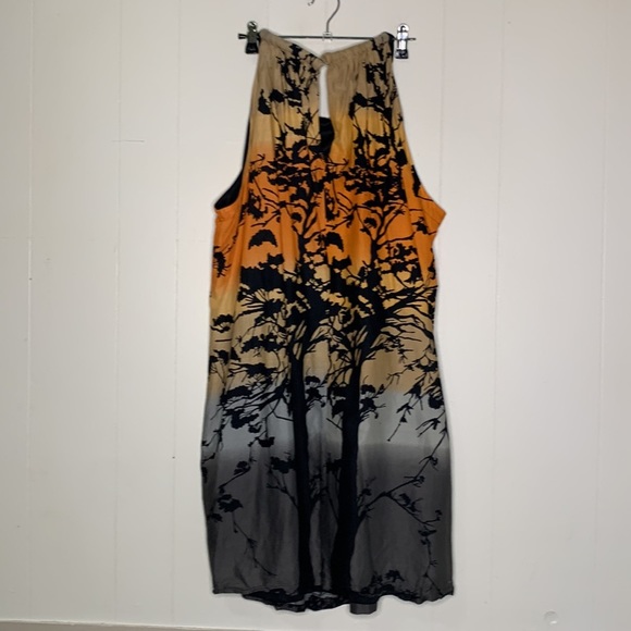 𝅺T22 Madison Paige II Fall Midi Dress Orange Black Ombre with tree shadow - Picture 13 of 13
